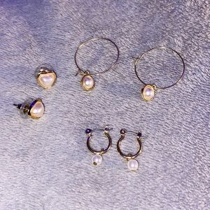 Pearl Earrings - set of 3